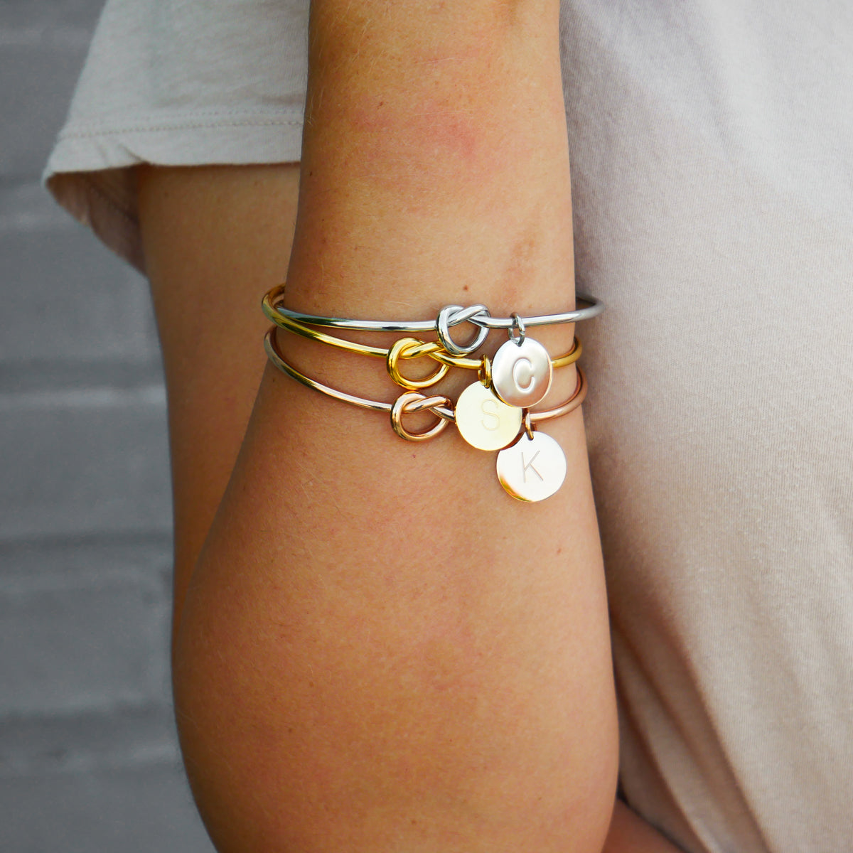 Knot Initial Bracelet - Stainless Steel