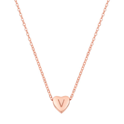 Heart Initial Necklace - Hypoallergenic