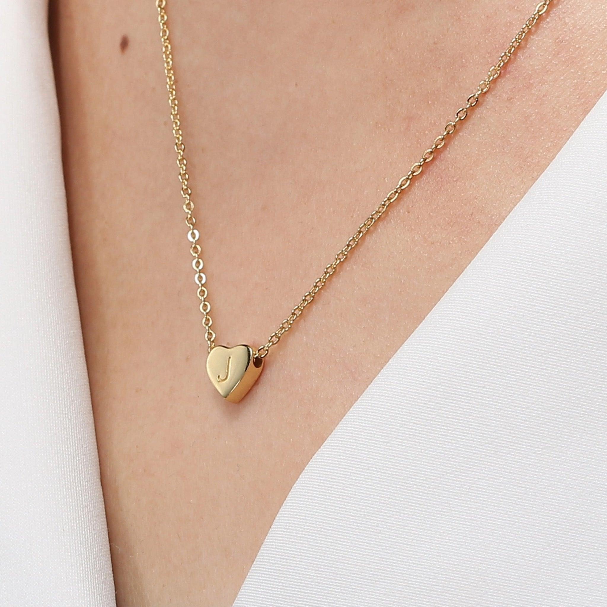 Heart Initial Pearl Necklace