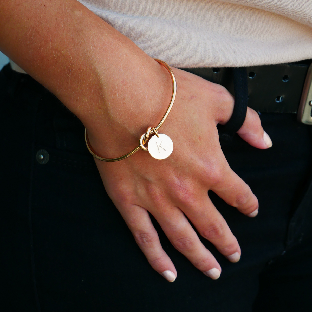 Stainless steel initial bracelet deals